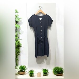 PURE Collection silk linen navy shirt dress size 8/10